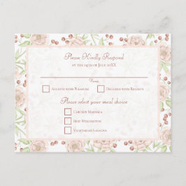 ブライドピンクのバラの結婚式ヴィンテージRSVP シーズンポストカード