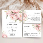 ブライドピンクの芍薬の優雅な水彩結婚式 招待状