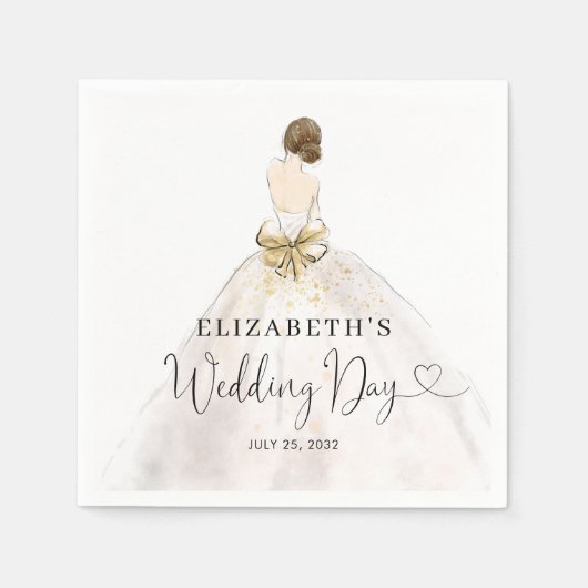 ブライドブルネットドレスフローラブライダルウェディングデー スタンダードカクテルナプキン (正面)