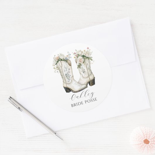ブライドポッセ女性のカーボーイブーツ名前をカスタムする ラウンドシール (封筒)