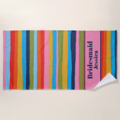 ブライドメイカラフルドセラレストライプートのパターン ビーチタオル (正面)