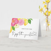 ブライドメイドがポップ・アートの質問提案を求める カード (黄色い花)