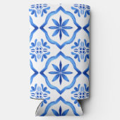 ブライドメイドのギフト青いタイルbougainvilleasカスタム スリム缶クーラー (裏面)