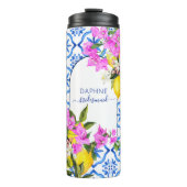 ブライドメイドのギフト青いタイルbougainvilleasカスタム タンブラー (正面)