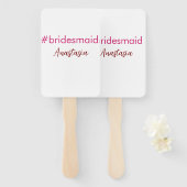 ブライドメイドのハッシュタグライトピンク追加の名前の花嫁部族 ハンドファン (正面&裏面)