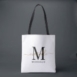 ブライドメイドギフト金ゴールドモノグラムホワイト<br><div class="desc">このBridesmaidトートバッグは、ほこりっぽいバラの背景にスワッシュと手書きの白と黒のスクリプトタイポグラフィモノグラムを特徴とする。あなたの花嫁のアイテム運のトートを提示し結婚て、伝統的にリハーサルのディナーまたは前に提示。</div>
