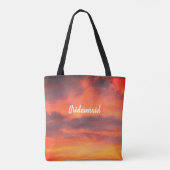 ブライドメイドサンセットスカイオレンジ抽象芸術ギフトプレバー トートバッグ (裏面)