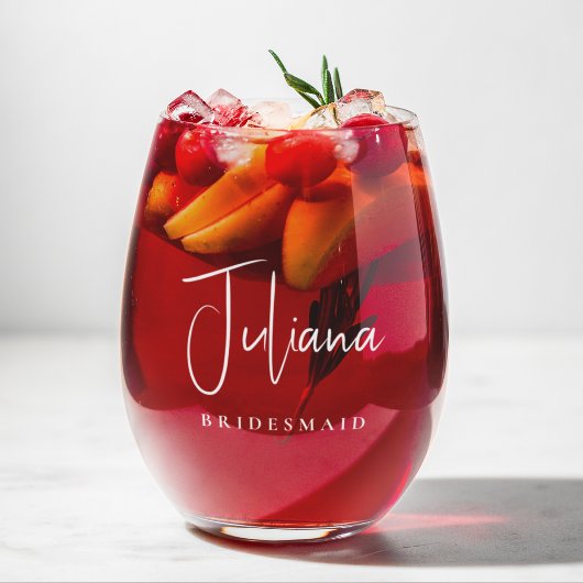 ブライドメイドシック白結婚文字 ステムなしワイングラス