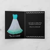 ブライドメイドターコイズ&ホワイトガウン&フロワードトリム 招待状 (内部)