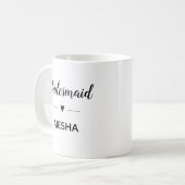 ブライドメイドハートスクリプト書道ブライダルパーティ コーヒーマグカップ (正面左)