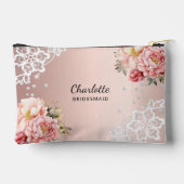 ブライドメイドバラ金ゴールド花模様レース アクセサリーポーチ (裏面)