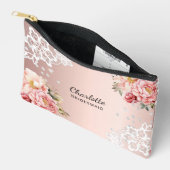 ブライドメイドバラ金ゴールド花模様レース アクセサリーポーチ (見開き)