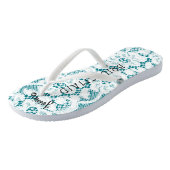 ブライドメイドビーチ結婚式 | フローラホワイトレースアクア ビーチサンダル (アングル)