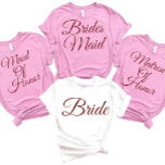 ブライドメイドブライダルパーティバチェロレッテメイド・オブ・オーナー（花嫁付き添い人） Tシャツ<br><div class="desc">花嫁付きシャツ、メイブの花嫁付き合いTシャツ、ブライダルパーティティー、メイド・オブ・オーナー（花嫁付き添い人）シャツ、バチェロレッテシャツ</div>
