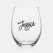 ブライドメイドブラシスクリプト ステムなしワイングラス (正面)