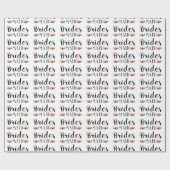 ブライドメイドブラックモダン文字&フラワーパターン ラッピングペーパー (フラット)