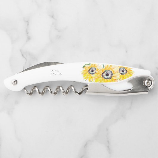 ブライドメイドプロポーズひまわりパーソナライズされたフローラ  ソムリエナイフ (裏面)