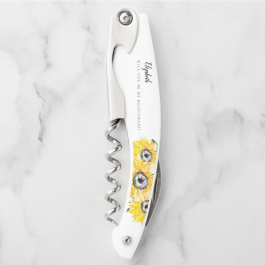 ブライドメイドプロポーズひまわりパーソナライズされたフローラ  ソムリエナイフ (正面)