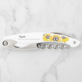 ブライドメイドプロポーズひまわりパーソナライズされたフローラ  ソムリエナイフ