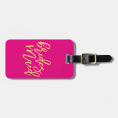 ブライドメイドホットピンク&金ゴールドトラベル ラゲッジタグ (正面横)