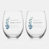 ブライドメイドユーカリ緑のカスタムウェディング ステムなしワイングラス (正面)