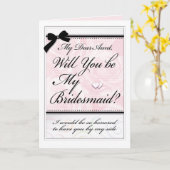 ブライドメイド叔母の美しいバラピンクのハート渦巻き カード (黄色い花)