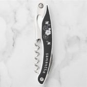 ブライドメイド名アート日付フローラ黒 ソムリエナイフ (正面)