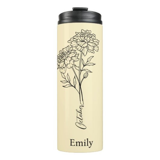 ブライドメイド名マリゴールド10月誕生花贈り物 タンブラー (正面)