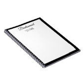 ブライドメイド名前をカスタムするシンプル白黒結婚ズ ノートブック (右側)