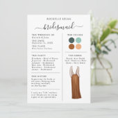 ブライドメイド情報カード詳細ティール（緑がかった色）テラコッタ 招待状 (スタンド正面)
