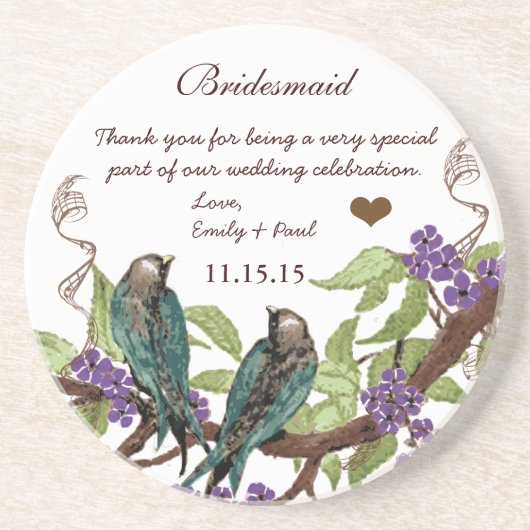 ブライドメイド披露宴ヴィンテージバードコースター コースター (正面)