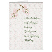 ブライドメイド招待状リクエストカードピンクの花 (正面)