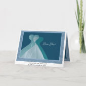 ブライドメイド招待状 – ダブルティール(緑がかった色)ブルーガウン 招待状 (裏面)