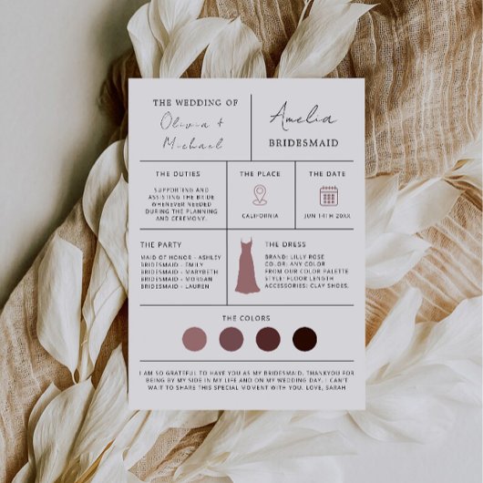 ブライドメイド提案とメイド・オブ・オーナー（花嫁付き添い人）カード 招待状