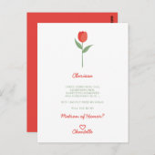 ブライドメイド提案のためのミニマリストのソフトレッドチューリップ ポストカード (正面/裏面)