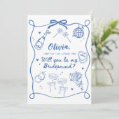 ブライドメイド提案カードテンプレート、手書きウィル 招待状 (スタンド正面)