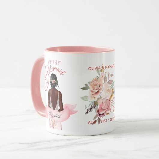 ブライドメイド提案ギフトブラックキャリカチュア マグカップ (正面左)