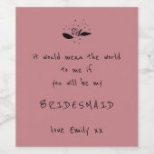 ブライドメイド提案スクリプトフローラモチーフダスティーバラ ワインラベル (シングルラベル)