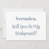 ブライドメイド提案ダスティブルーシンプルネーム結婚ズ 招待状 (正面)