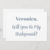 ブライドメイド提案ダスティブルーシンプルネーム結婚ズ 招待状 (正面/裏面)