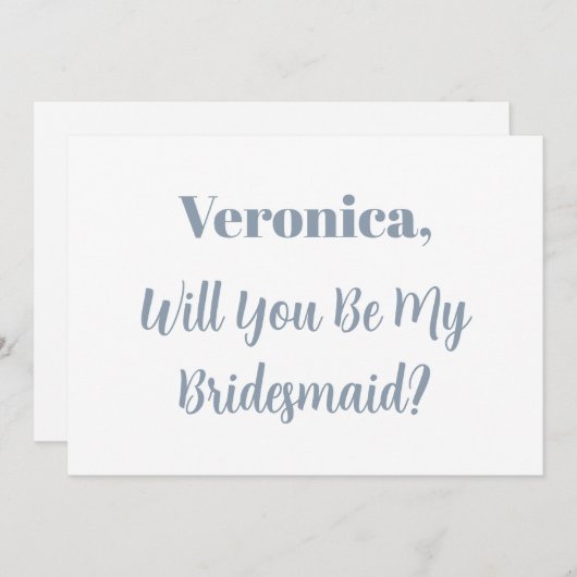 ブライドメイド提案ダスティブルーシンプルネーム結婚ズ 招待状 (正面/裏面)