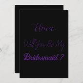 ブライドメイド提案パープルブラックエレガントな結婚式 招待状 (正面/裏面)