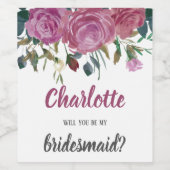 ブライドメイド提案水カラーバラワインラベル ワインラベル (シングルラベル)