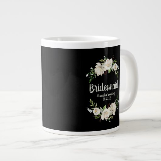ブライドメイド白黒フローラ結婚ズへようこそ ジャンボコーヒーマグカップ (正面右)