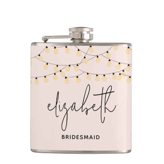 ブライドメイド赤面ピンクモダンスクリプト フラスク (正面)