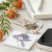 ブライドメイド金ゴールド&ラベンダーフラワー キーホルダー (正面右)