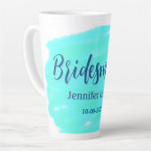ブライドメイド青い緑の水色の名前の日付のstyを追加 カフェラテマグ (左アングル)