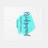 ブライドメイド青い緑の水色の名前の日付のstyを追加 フリースブランケット (正面(横))