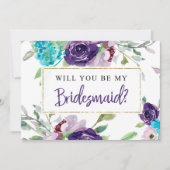 ブライドメイド·プロポーズ·カード|ターコイズと紫 招待状 (正面)
