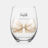 ブライドメイド・ベージュ・クリーム・ボウ ステムなしワイングラス (正面)